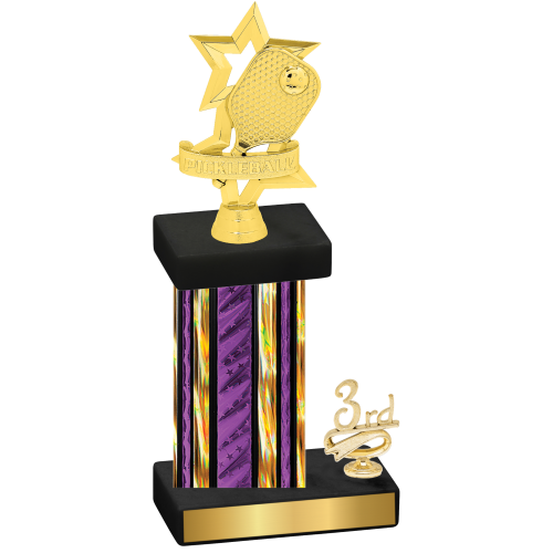 Accented Single Purple Glacier Third Place Pickleball Trophy