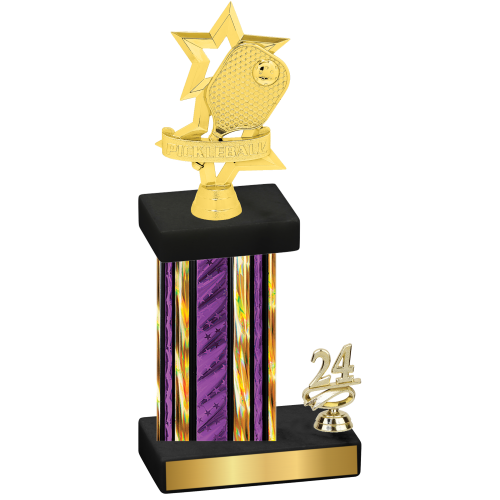 Accented Single Purple Glacier Year Pickleball Trophy