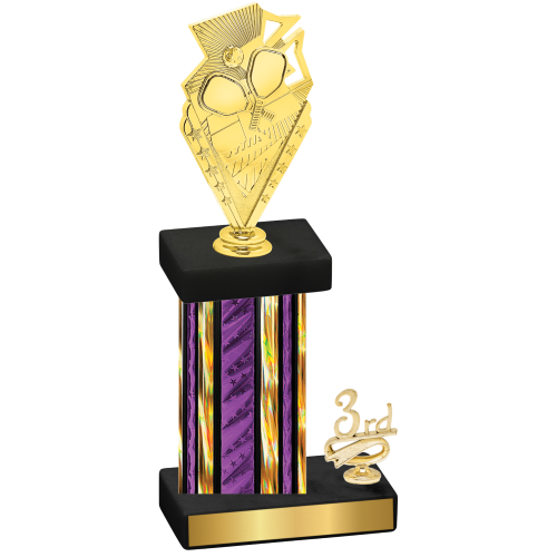 Accented Single Purple Glacier Third Place Pickleball Trophy