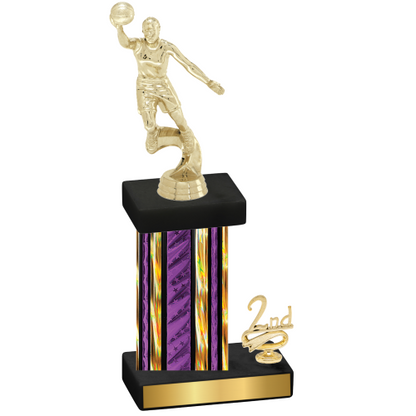 Accented Single Purple Glacier Second Place Basketball Trophy