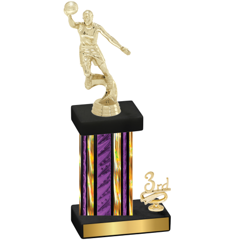 Accented Single Purple Glacier Third Place Basketball Trophy