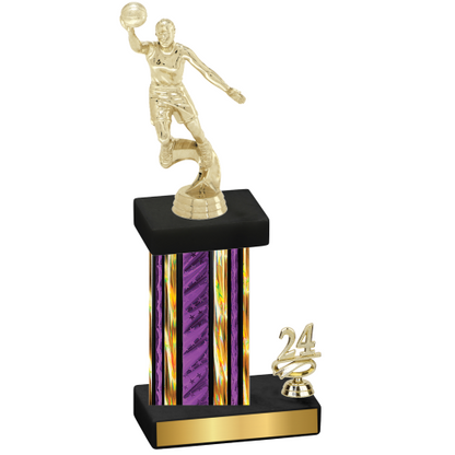 Accented Single Purple Glacier Year Basketball Trophy