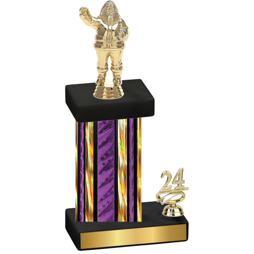 Accented Single Purple Glacier Year Holiday Trophy