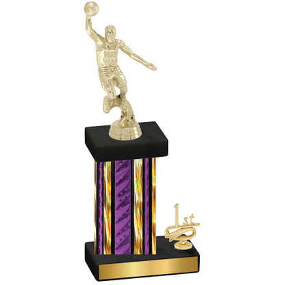 Accented Single Purple Glacier First Place Basketball Trophy