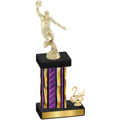 Accented Single Purple Glacier Second Place Basketball Trophy