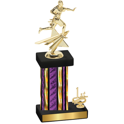 Accented Single Purple Glacier First Place Flag Football Trophy