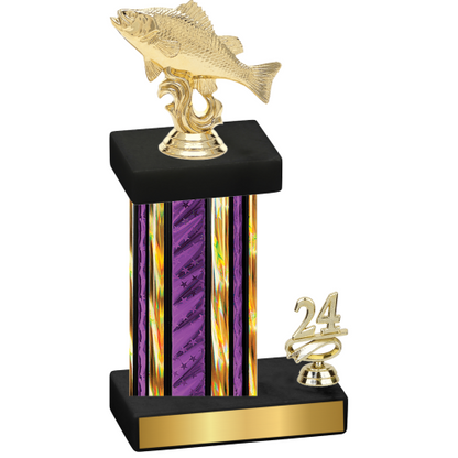 Accented Single Purple Glacier Year Fishing Trophy