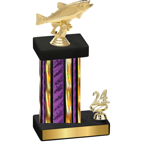 Accented Single Purple Glacier Year Fishing Trophy