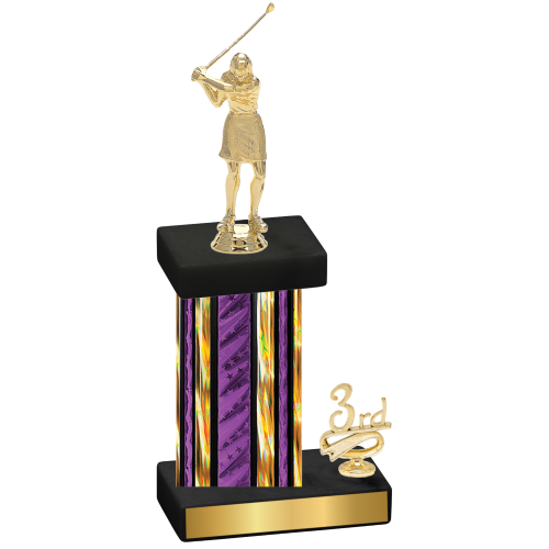 Accented Single Purple Glacier Third Place Golf Trophy