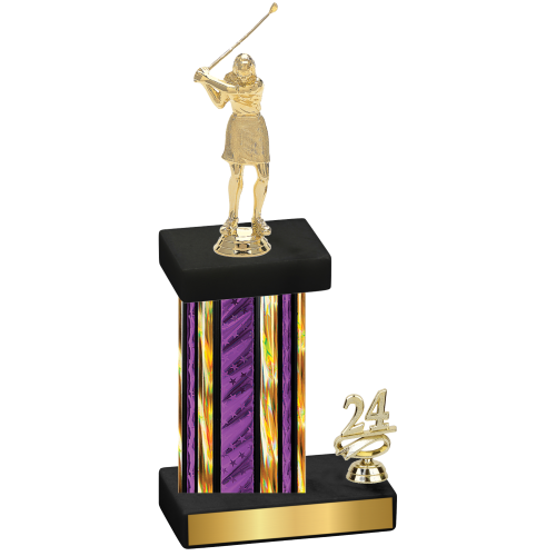 Accented Single Purple Glacier Year Golf Trophy