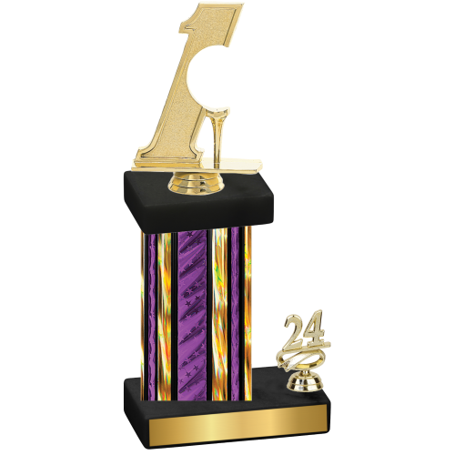 Accented Single Purple Glacier Year Golf Trophy