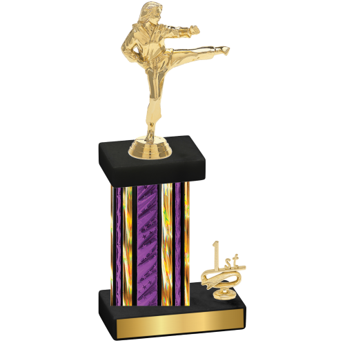 Accented Single Purple Glacier First Place Karate Trophy