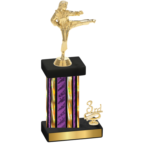 Accented Single Purple Glacier Third Place Karate Trophy