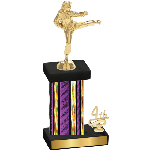 Accented Single Purple Glacier Fourth Place Karate Trophy