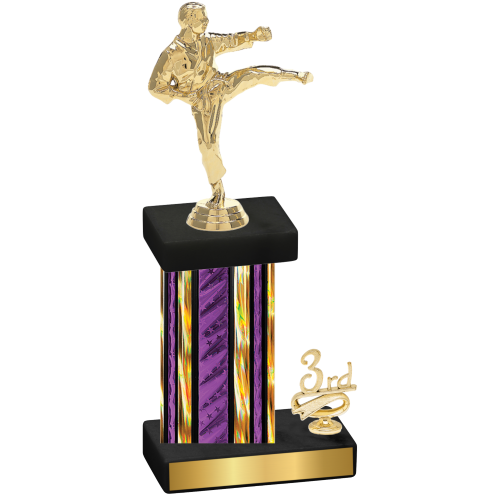 Accented Single Purple Glacier Third Place Karate Trophy