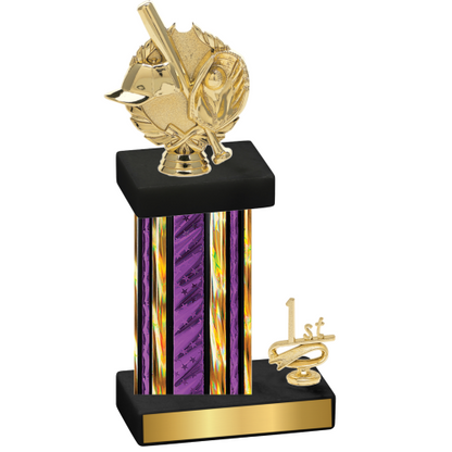 Accented Single Purple Glacier First Place Baseball Trophy