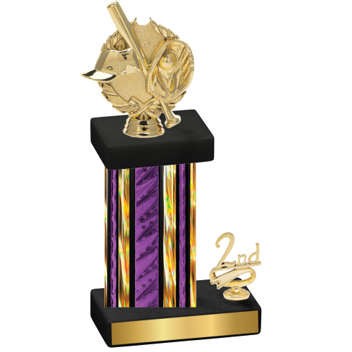 Accented Single Purple Glacier Second Place Baseball Trophy