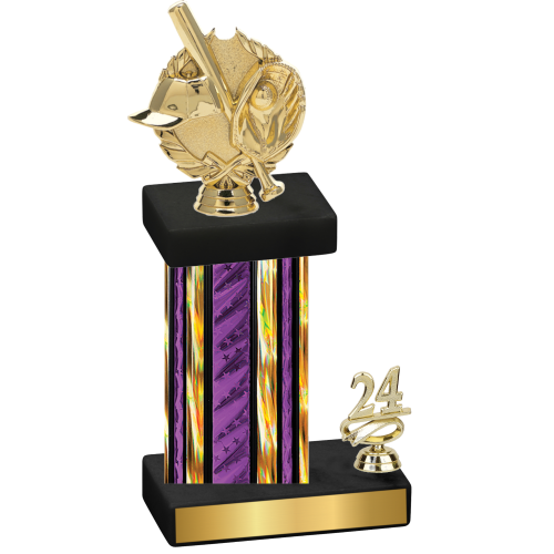 Accented Single Purple Glacier Year Baseball Trophy