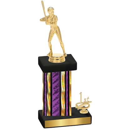 Accented Single Purple Glacier First Place Softball Trophy