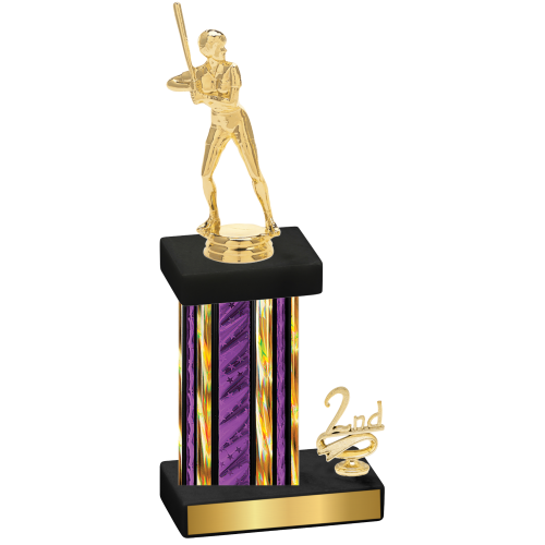 Accented Single Purple Glacier Second Place Softball Trophy