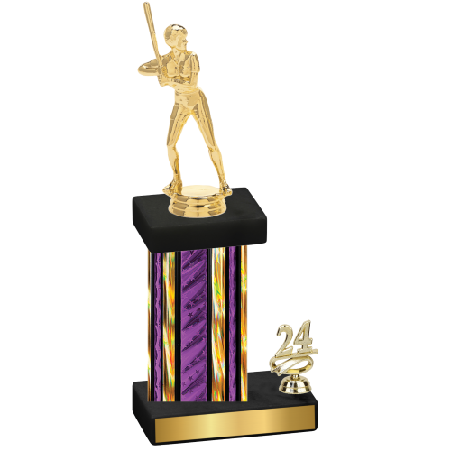 Accented Single Purple Glacier Year Softball Trophy