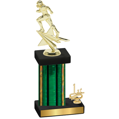 Accented Single Green Glacier First Place Football Trophy