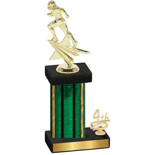 Accented Single Green Glacier Fourth Place Football Trophy