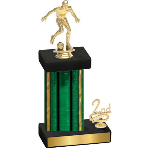 Accented Single Green Glacier Second Place Soccer Trophy