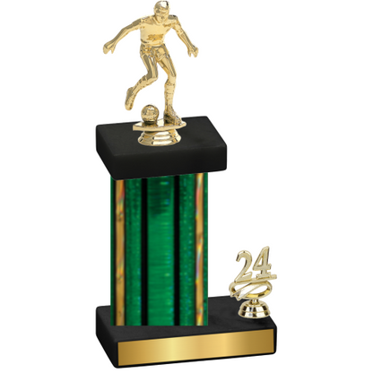 Accented Single Green Glacier Year Soccer Trophy