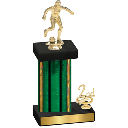 Accented Single Green Glacier Second Place Soccer Trophy