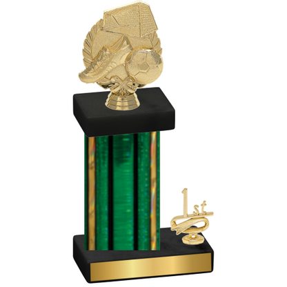 Accented Single Green Glacier First Place Soccer Trophy