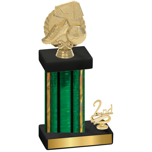 Accented Single Green Glacier Second Place Soccer Trophy