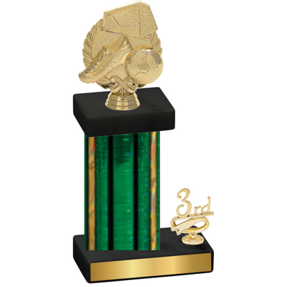 Accented Single Green Glacier Third Place Soccer Trophy