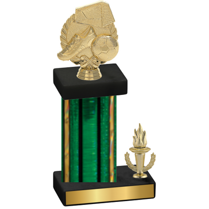 Accented Single Green Glacier Victory Soccer Trophy