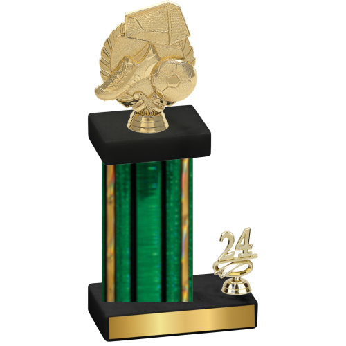 Accented Single Green Glacier Year Soccer Trophy