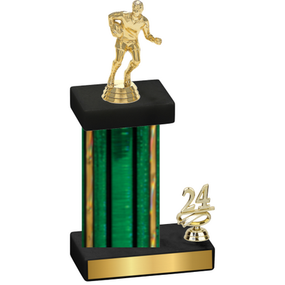 Accented Single Green Glacier Year Rugby Trophy