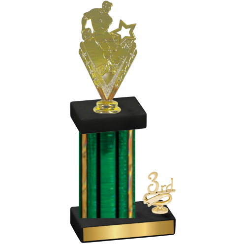 Accented Single Green Glacier Third Place Rugby Trophy