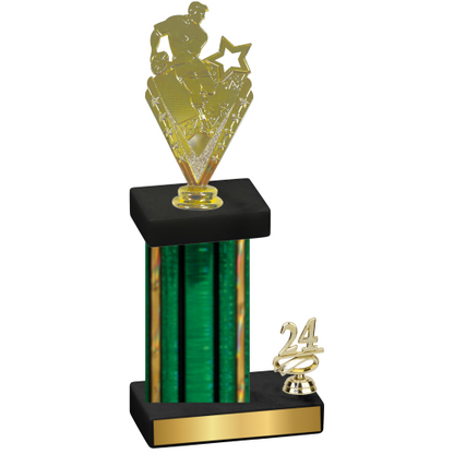 Accented Single Green Glacier Year Rugby Trophy