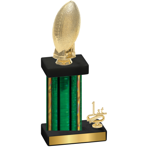 Accented Single Green Glacier First Place Football Trophy