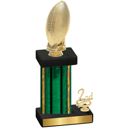 Accented Single Green Glacier Second Place Football Trophy