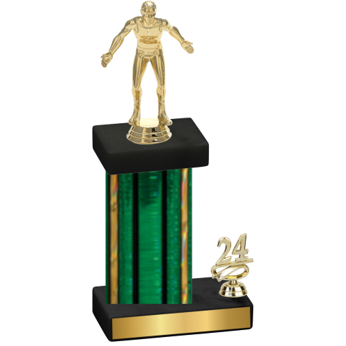 Accented Single Green Glacier Year Wrestling Trophy