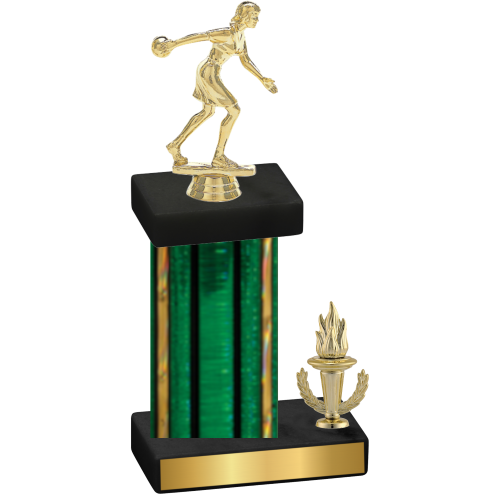 Accented Single Green Glacier Victory Bowling Trophy