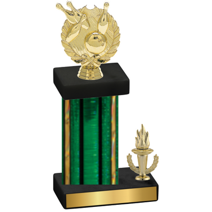 Accented Single Green Glacier Victory Bowling Trophy