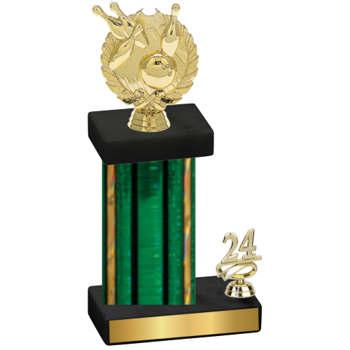 Accented Single Green Glacier Year Bowling Trophy