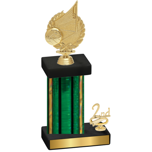 Accented Single Green Glacier Second Place Volleyball Trophy