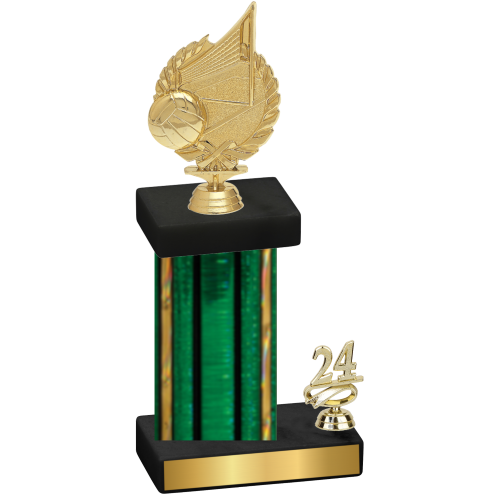 Accented Single Green Glacier Year Volleyball Trophy