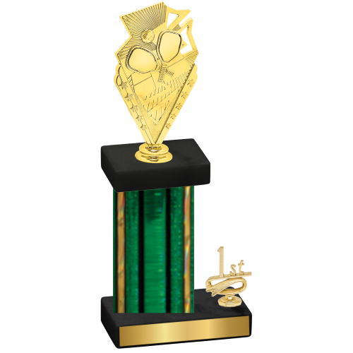 Accented Single Green Glacier First Place Pickleball Trophy