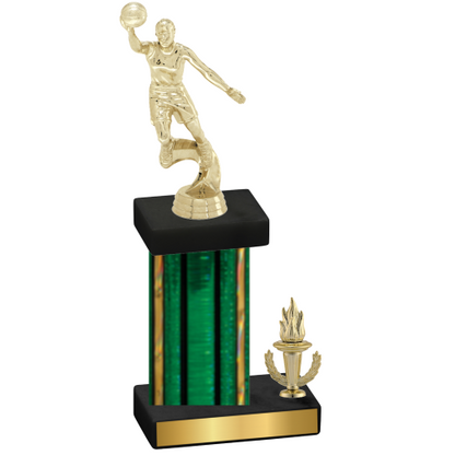 Accented Single Green Glacier Victory Basketball Trophy