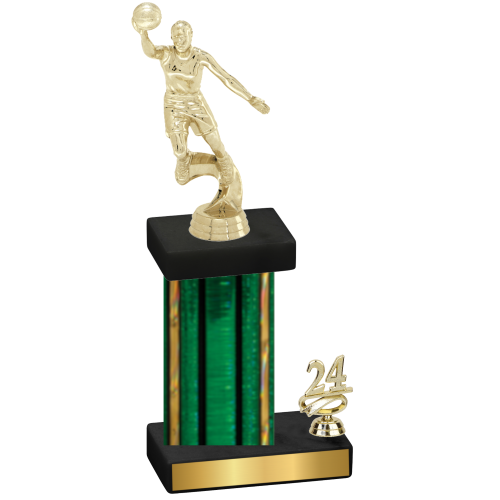 Accented Single Green Glacier Year Basketball Trophy