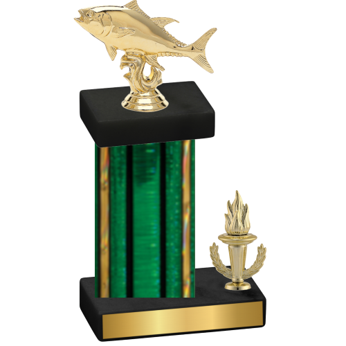 Accented Single Green Glacier Victory Fishing Trophy